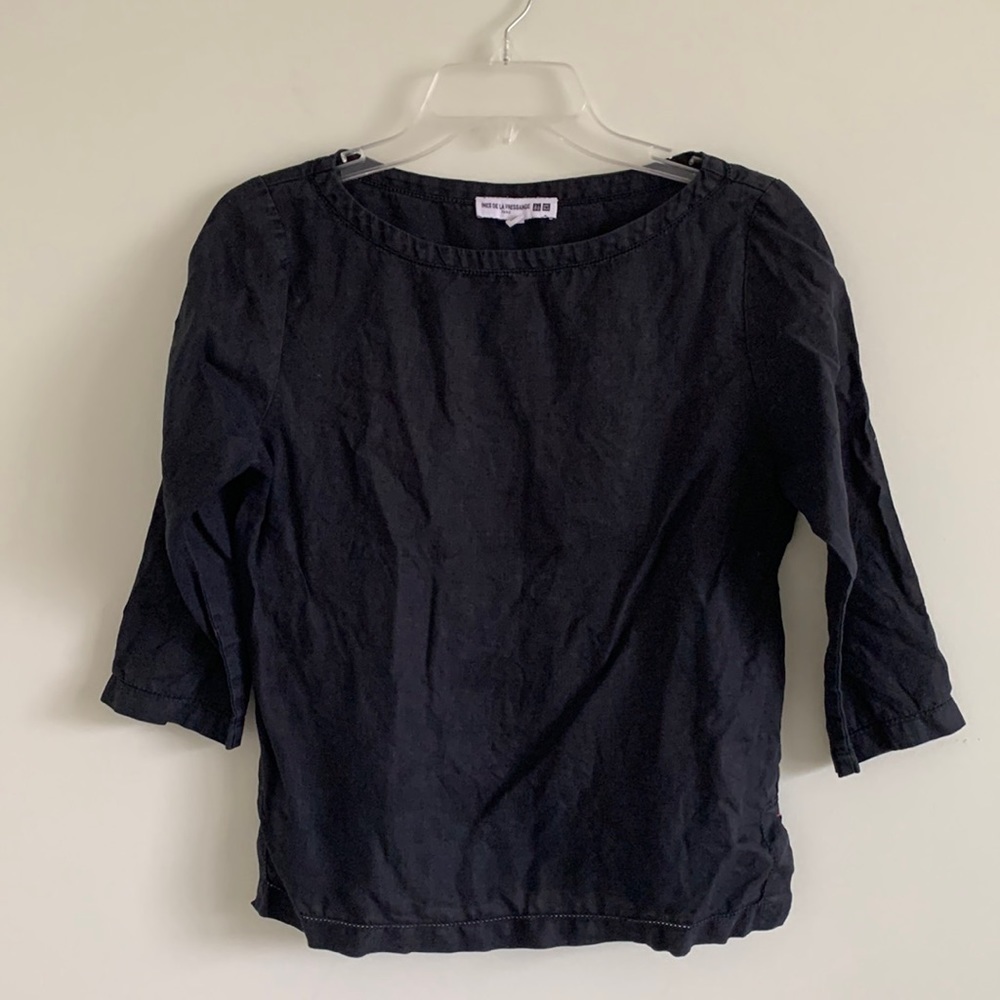 Uniqlo | Ines De La Fressange | black linen top
